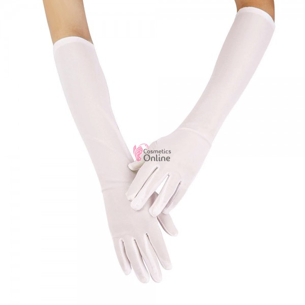 Manusi elegante din satin simple MNS004BB medii Crem